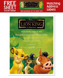 lion king personalized birthday party invitations one day shipping