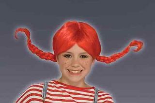 red pig tails braids child wig wendy elf costume accessory sticks out 