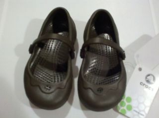 BRAND NEW AUTHENTIC CROCS BROWN ALICE MARY JANES CROCS TODDLER SIZE 