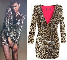 runway leopard power shoulder spangle dress xs 0 2us