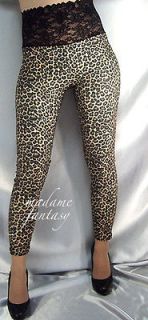 high waisted leopard print black lace top leggings xl