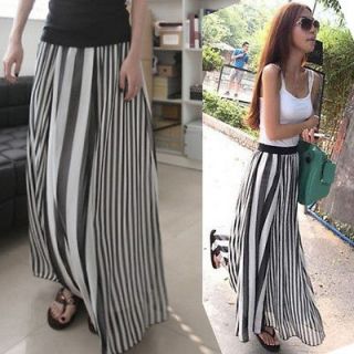 Womens Casual Long Skirts Simple Striped Detailing Maxi Full length 