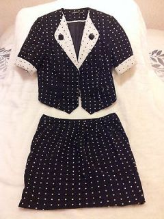 REDUCED PRICE 1940s vintage retro style polka dot 2 piece suit wiggle 