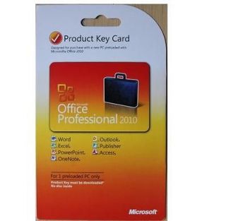   Professional 2010 Microsoft office 2010 professional product key card
