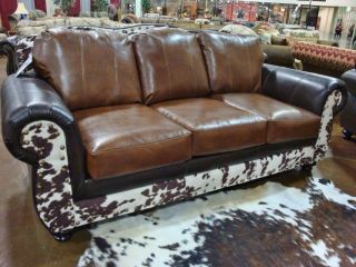 western faux cowhide leather sofa  1278 75