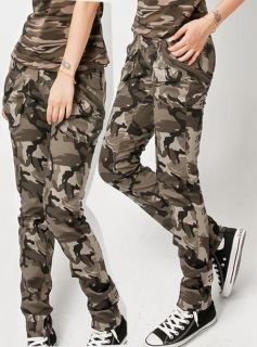 Ladies Womens Camouflage Cargo Jeans Combat Trousers Army Military 