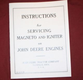 John Deere Type E Engine Motor Flywheel Magneto Hit Miss Repair Book 