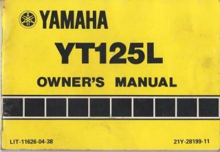 1983 yamaha atv 3 wheeler yt125l owners manual time left