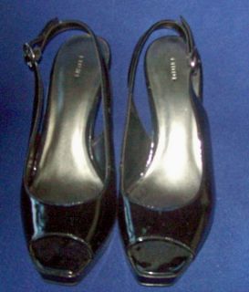 fioni women s black peeptoe heels slingbac k size 9