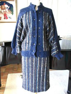 vintage nina ricci french mohair silk knit skirt suit