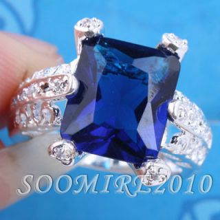 women dress silver ring mix size rectangle blue sapphire more