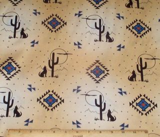 Southwest NA Desert Song Fabric yds Quilting Cotton Coyote Cactus