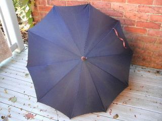 vintage umbrella long blue handle old plastic 
