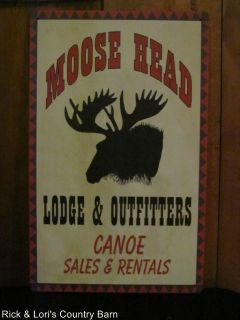 new large vintage moose head lodge and outfitters sign time