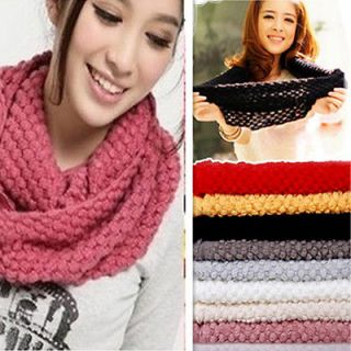 Korean Fashion Pashmina Bubble Corn Dot Knitting Wool Circle Scarf 