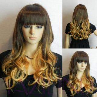 black blonde full bangs curly wave hair full synthetic lovely wig lace 