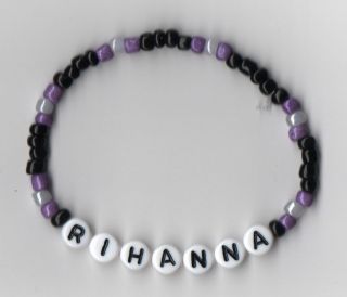Handmade purple and black caption bracelet   choice of captions or 