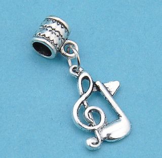 Tibetan silver dangle charms pendant musical note beads fit European 