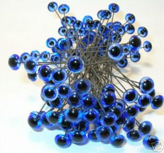 12 pair 4mm blue glass eyes on wire time left