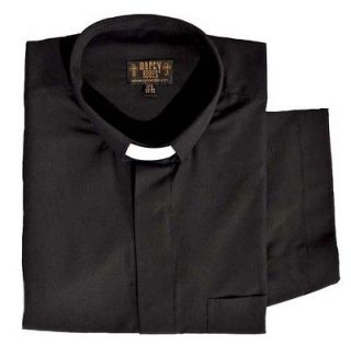 New Black SHORT SLEEVE Clergy Tab Collar Shirt Minister Preacher