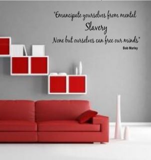 Bob Marley quote Lyrics Free our minds Wall Art Sticker Mural quote 