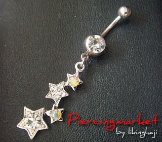  star dangle belly button navel rings ring bar body piercing jewelry 