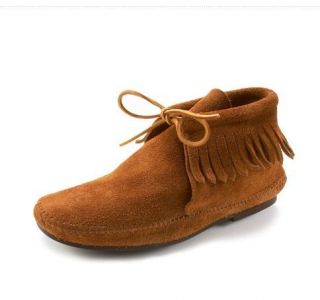 Genuine Minnetonka Suede Leather Classic Fringe Ankle Boots 682 NEW 
