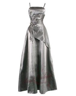   PAPELL Evening 6p beaded top long skirt evening dress suit gray silk