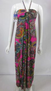   Maxi Dress Summer Sundress Long Beach Casual Halter Pink M L XL $25