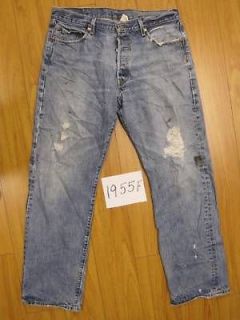 destroyed levis 501 feathered jean used tag 36x32 1955f