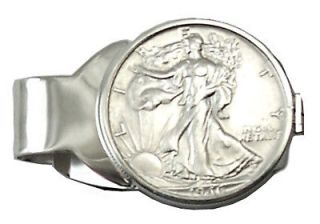 Sterling Silver Walking Liberty Half Dollar Money Clip with 1939 coin