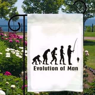 EVOLUTION OF MAN Fishing NEW Small Garden Flag Banner Home Biz Boat 