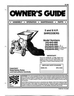 mtd chipper shredder manual model no 243 640 641 64