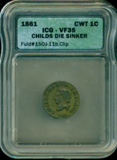 ICG 1863 Civil War Token Vf35 Fuld #150J 11B Clip