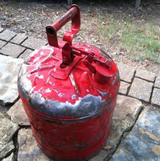   OLD 5 GALLON GALVANIZED RED GAS CAN Gasoline Its Knarly Ugly And Cool