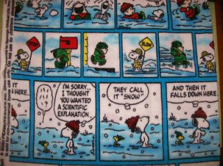 WONDERUL PEANUTS LET IT SNOW SNOOPY FUNNIES PAGES FLEECE FABRIC BY 