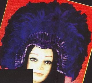 mardi gras purple sequin feather showgirl headdress new one day