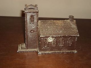 vintage metal bank little brown church in the vale time