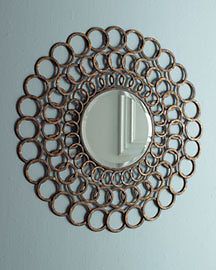  Sunburst Round ACCENT WALL MIRROR Looped Rings Metal NEW