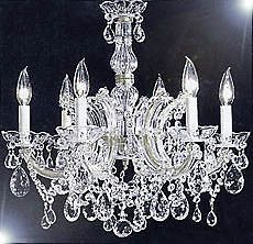 NEW SILVER AND CRYSTAL CHANDELIERS MARIA THERESA COLLECTION 6 LIGHTS 