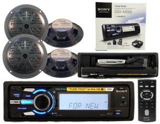   DSX MS60 Marine Boat  iPod Tray Radio Stereo + 4 Speakers Package