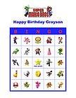 Super Mario Bros. Brothers Nintendo Birthday Party Game Bingo Cards