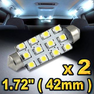 Pure White 1.72 42mm 12 SMD LED Dome Light Blubs 211 2 578 #D35