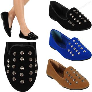   Studded Shoe Small Flat Spike Fashion Stud Oxford Style Loafers Size
