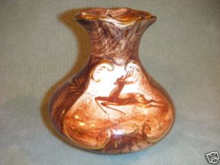bequet quaregnon hand painted vase w deer belgium time