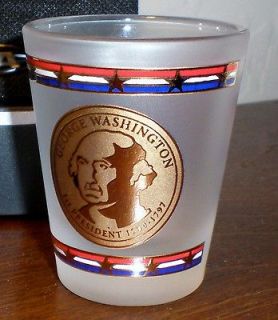 George Washington Frosted Shotglass Gold Medallion with History on 