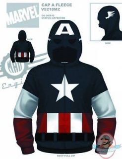 Marvel Captain America Cap A Fleece ZipUp Cotume Hoodie Mad Engine S M 