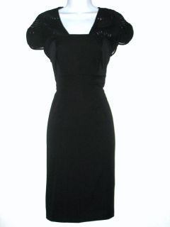 London Times Black Velour Sleeveless Mesh Cutout Dress Size 8