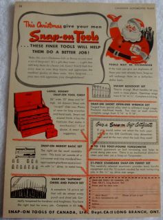   SNAP ON TOOLS CHEST SANTA CLAUS CHRISTMAS CANADA LONG BRANCH ONT AD