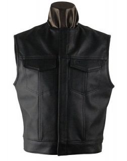 MENS SOA LEATHER ANARCHY STYLE BIKER MOTORCYCLE CLUB VEST NEW SIZE 